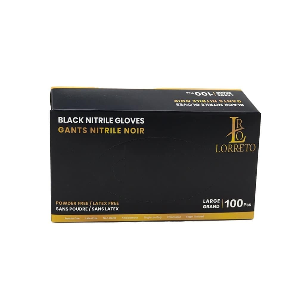 LORRETO PROFESSIONAL - Gants en Nitrile Noir (100 pcs)