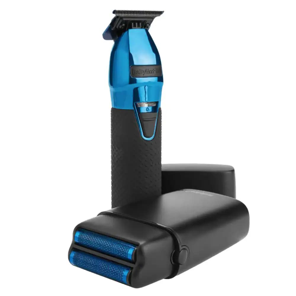 BaBylissPRO - Black & Blue Trimmer + Double-foil Shaver Prepack