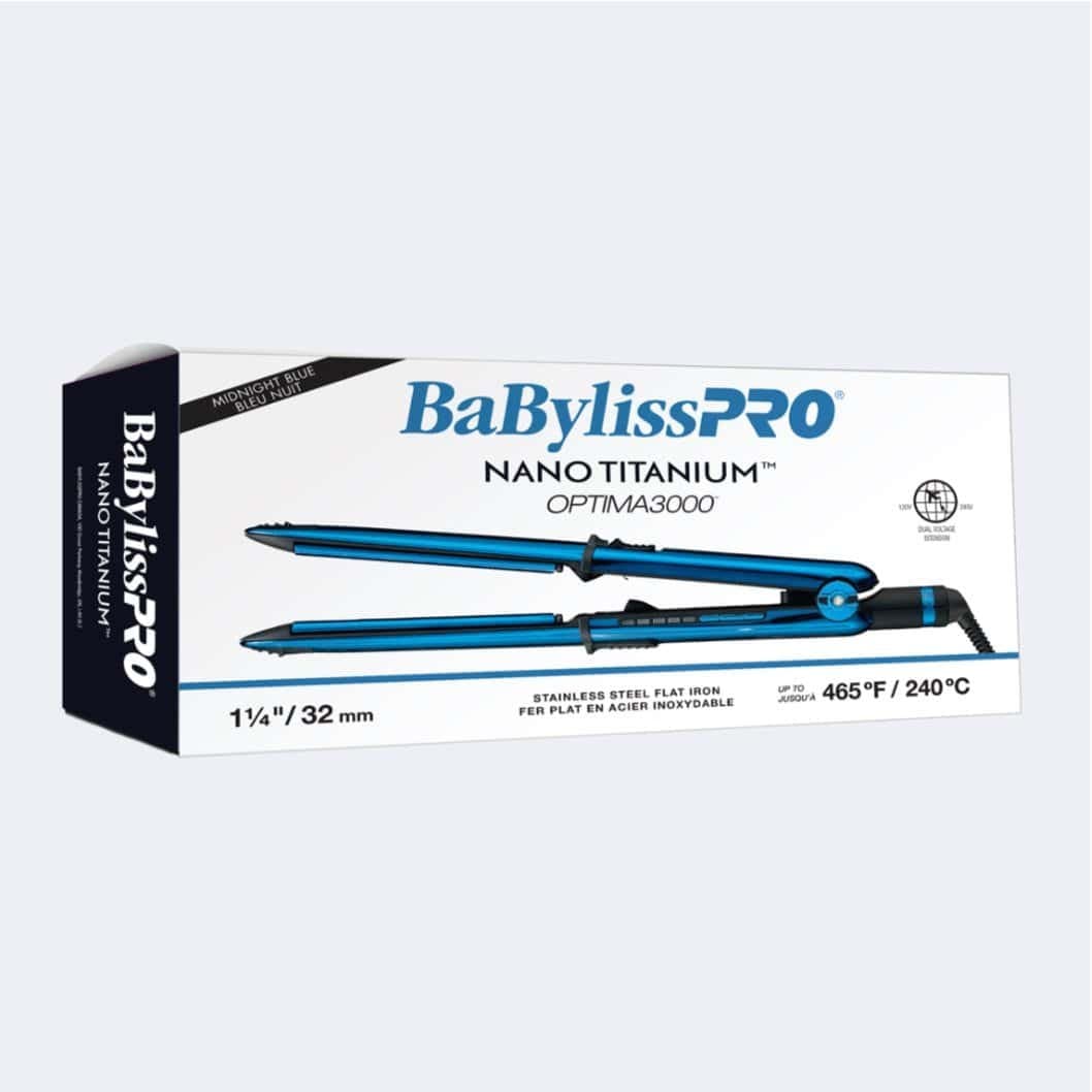 BABYLISSPRO NANO TITANIUM OPTIMA 1-1/4” STAINLESS STEEL FLAT IRON (MIDNIGHT BLUE)