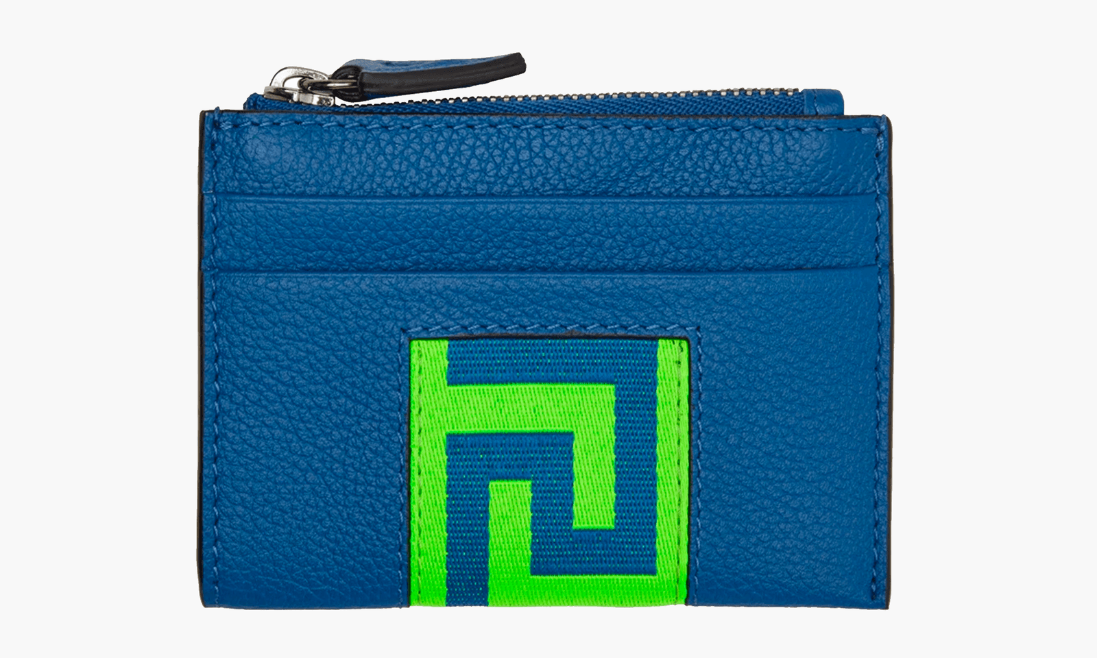 VERSACE Porte-cartes bleu en cuir à pince pour billets