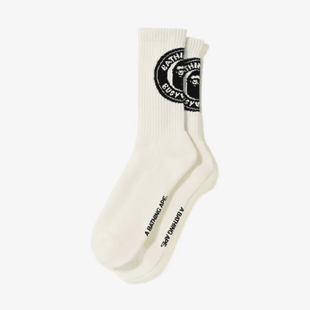BAPE Ape White Socks Black Circle Logo